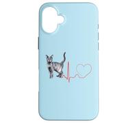 Korat Cat Heartbeat ECG Pulso Divertido Amor Korat Gatos Carcasa para iPhone 16 Plus