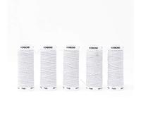 Korbond Pack de 5 bobinas de Hilo elástico Blanco, Ideal para frunces, Manualidades, remiendos, Costura, Acolchados, 20 m Cada, 20m, 5 Unidades