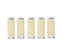 Korbond 500 m de Hilo de poliéster Crema de 5 x 100 m para máquinas de Coser a Mano, no se Encoge, Ideal para Reparar, sastrería, Acolchado, Manualidades, Reparaciones y Adornos