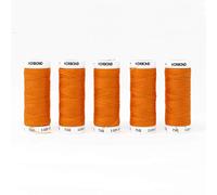 Korbond 500m Calabaza poliéster 5x100m bobinas Hilo Naranja para máquinas de Coser a Mano - No Encoge - Ideal para reparación, sastrería, Acolchado, Manualidades, Reparaciones y Adornos