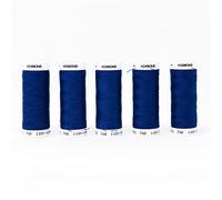 Korbond 500m Sapphire Polyester 5x100m Bobinas Hilo Azul para Máquinas de Coser a Mano - No Encoje - Ideal para Reparación, Sastrería, Quilting, Manualidades, Reparaciones y Embellecimiento
