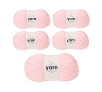 Korbond Baby Yarn - Paquete a granel (rosa bebé): contiene 5 madejas de 100 g de hilo acrílico DK ligero, hipoalergénico y duradero (500 g/1450 m en total)