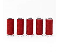 Korbond Bobinas de Hilo de poliéster Rojo de 500 m, 5 x 100 m, para máquinas de Coser a Mano, no se Encoge, Ideal para reparación, sastrería, Acolchado, Manualidades, Reparaciones y Adornos