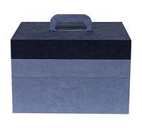 Korbond - Caja de almacenamiento para herramientas de artesanía o costurero de color azul con 2 bandejas apilables, con tapa y un asa de transporte.