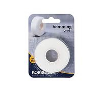 Korbond Cinta de dobladillo fuerte de 20 m, color blanco, secado transparente, plancha, cinta para dobladillo sin costuras