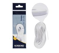 Korbond Cinta de Goma elástica Blanca, para arreglos de Ropa, cinturillas, puños, confección, Manualidades, remiendos, Mezcla de poliéster Duradera, 6 mm x 3 m
