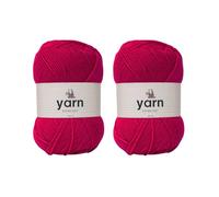 Korbond Hilo de lana acrílica de 100 g, color rosa brillante, ligera, hipoalergénica y duradera, de doble punto