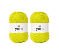 Korbond Ovillo de lana acrílica de 100 g, color verde brillante, ligera, hipoalergénica y duradera, de doble punto