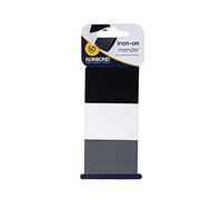 KORBOND Pack-110084 Iron On Mender-Paquete de 3-110084, poliéster, Negro, Blanco Y Gris, 50 cm x 3,8 cm, 3