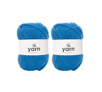 Korbond Yarn Blue - 2 ovillos de lana acrílica de 100 g, ligera, hipoalergénica y duradera, de doble punto