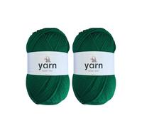 Korbond Yarn Emerald Green - 2 ovillos de lana acrílica de 100 g, ligera, hipoalergénica y duradera, de doble punto