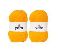 Korbond Yarn - Ovillo de lana acrílica de 100 g, 2 ovillos de lana acrílica de doble punto, ligera, hipoalergénica y duradera, color amarillo mostaza