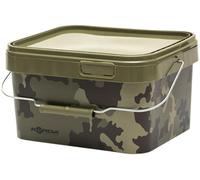Korda Compac Cubo Camuflaje de 5 litros con tapa sellable | Cubo de cebo de pesca compacto, apilable | Ligero y duradero | Ideal para almacenamiento de señuelos y cebos de pesca