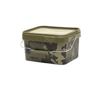 Korda Compac Cubo Camuflaje de 5 litros con tapa sellable | Cubo de cebo de pesca compacto, apilable | Ligero y duradero | Ideal para almacenamiento de señuelos y cebos de pesca