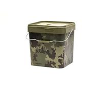 Korda Cubo ligero Kamo, 17 L, plástico duradero, camuflaje Kamo, tapa sellable, borde elevado, fácil de apilar, diseño cuadrado
