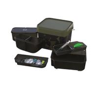 Korda Sistema Kontainer de PVA, 10 L, Dark Kamo, almacenamiento modular con 2 mini kontainers sellados, bandeja de mezcla, bandejas de aparejos terminales, incluye bolsas de PVA, jeringa, cebo,