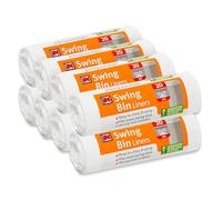 Kordis Bolsas de basura resistentes con asa de amarre, 8 rollos x 20 bolsas, bolsas de plástico blanco de 50 L para cubos de basura de cocina y grandes para interiores, 160 bolsas de basura