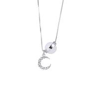 Korea Zircon Moon Necklace Women's White Glazed White Bead Clavicle Chain Jewelry