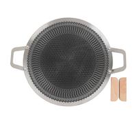 Korean barbecue baking tray stainless steel multi-purpose outdoor baking tray portable suitable for indoor and outdoor honeycomb layer circular top grill (34cm)
