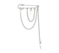 Korean Metal Cross Chain Brooch for Women Men Suit Decoration Double Layer Tassels Chains Safety Pin Cloth Jewelry Gift Brooch Pins for Women