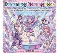Korean Pop Coloring Book: Girls and Boys Band Idol Fashion, Dance & Fantasy Scenes for Kids and Teens - Cute, Relaxing Music Lover Vibes
