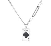 Korean Spades a Necklace, Female Heavy Work Old Thai Poker Hip-Hop Collarbone ChainThai, 45+5cm