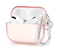 KOREDA Funda Protectora Compatible con AirPods Pro, Funda Protectora Completa Suave y Transparente a Prueba de Golpes con Llavero para Apple Airpods Pro, Funda de Carga de 3ª generación (Rosa)
