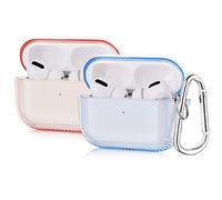 KOREDA Funda protectora compatible con AirPods Pro, funda protectora suave y transparente, a prueba de golpes con juego de llavero para Apple Airpods Pro funda de carga 3RD Gen (rosa y azul)