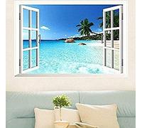 KOREL® Large Removable Beach Sea 3D Window Decal WALL STICKER Home Decor Exotic Beach View Art Wallpaper Mural, Model: , Newborn & Baby Supply
