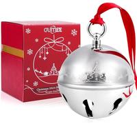 Koreno 2020 - Campana de Navidad Anual con diseño de Trineo niquelado para decoración de árbol de Navidad, Campana Musical de Acebo para Vacaciones de Aniversario con Cinta y Caja de Regalo