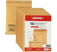 Kores 10181300. Paquete de 10 Sobres Acolchados para Envío, Kraft, Nº 13, 150x215mm, Cierre Autoadhesivo