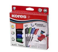 Kores 19023800208634 - Rotulador para pizarra (3 mm de punta redonda, 4 unidades), varios colores