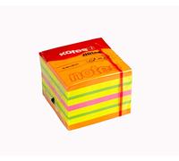 Kores - Bloc de notas adhesivas en forma de cubo, 50 x 50 mm, 1 cubo de 400 hojas en 4 colores surtidos