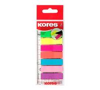 Kores - Etiquetas adhesivas en regla, pestañas de índice de película, marcadores de página autoadhesivos y pestañas para libros, suministros escolares y de oficina, 12 x 45 mm, juego de 8 colores