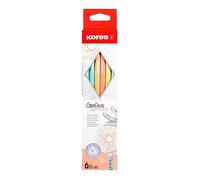 Kores Grafitos - Juego de 6 lápices con revestimiento pastel, HB, suaves, triangulares, con goma