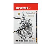 Kores Grafitos Lápices de grafito diferentes grados, triangulares (caja de metal de 12)