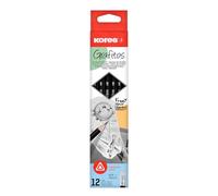 Kores - Grafitos: lápices de grafito HB para niños y adultos con plomo suave y punta de borrador, forma triangular, suministros escolares y de oficina para escribir, dibujar y dibujar, paquete de 12