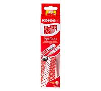 Kores Grafitos rojo y blanco de grafito del lápiz, HB, suave, Triangular (paquete de 12)