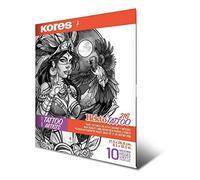 Kores - Papel de tatuaje - Hekto 216 - Papel de transferencia, plantilla con tinta morada para kit de tatuaje - No tóxico - Papel de plantilla de tatuaje - 21,5 x 36,8 cm - Caja de 10