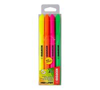 Kores High Liner - Lote de 4 subrayadores bolígrafo punta cuadrada, varios colores