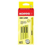 Kores High Liner - Rotulador marcador (punta biselada, caja de 12 unidades), color amarillo