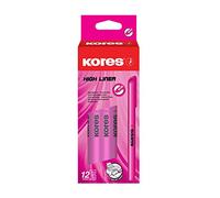 Kores High Liner - Rotulador marcador (punta biselada, caja de 12 unidades), color rosa