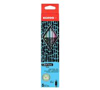 Kores - Juego de lápices de grafito, grafitos agrietados, HB, suaves, triangulares, lápices de dibujo, paquete de 6 con goma