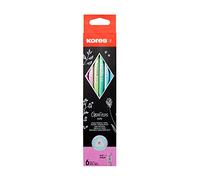 Kores - Juego de lápices de grafito, lápices estilo grafito, HB, suave, triangular, lápices de dibujo, lápices HB con goma, lápices HB, juego de lápices, suministros de arte, paquete de 6 lápices con