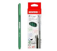 Kores K-Liner - Rotuladores de punta fina verdes - 0.4 mm - Bolígrafos para colorear, rotuladores fineliner, bolígrafos de arte, suministros de diario, artículos esenciales universitarios, suministros