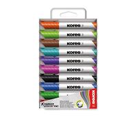 Kores - K-Marker XW2: Rotuladores de colores para pizarra blanca con punta biselada, borrado en seco y tinta de bajo olor, material escolar y de oficina, juego de 10 colores surtidos