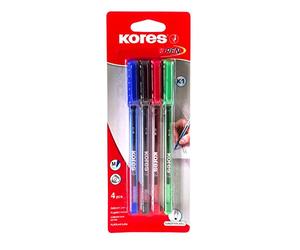 Kores K1 - Juego de 4 bolígrafo, punta de bola mediana de 1 mm, triangular, diferentes colores