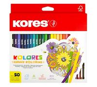 Kores - Kolores: 50 lápices de colores para niños, principiantes y adultos con mina suave y forma triangular, material escolar, juego de 50 colores surtidos