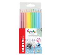 Kores - Kolores Pastel: 12 lápices de colores para niños, principiantes y adultos, tonos pastel para papel blanco, oscuro y kraft, juego de 12 colores surtidos.