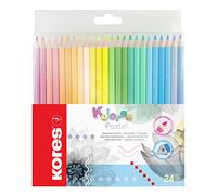 Kores - Kolores Pastel: 24 lápices de colores para niños, principiantes y adultos, tonos pastel para papel blanco, oscuro y kraft, juego de 24 colores surtidos.